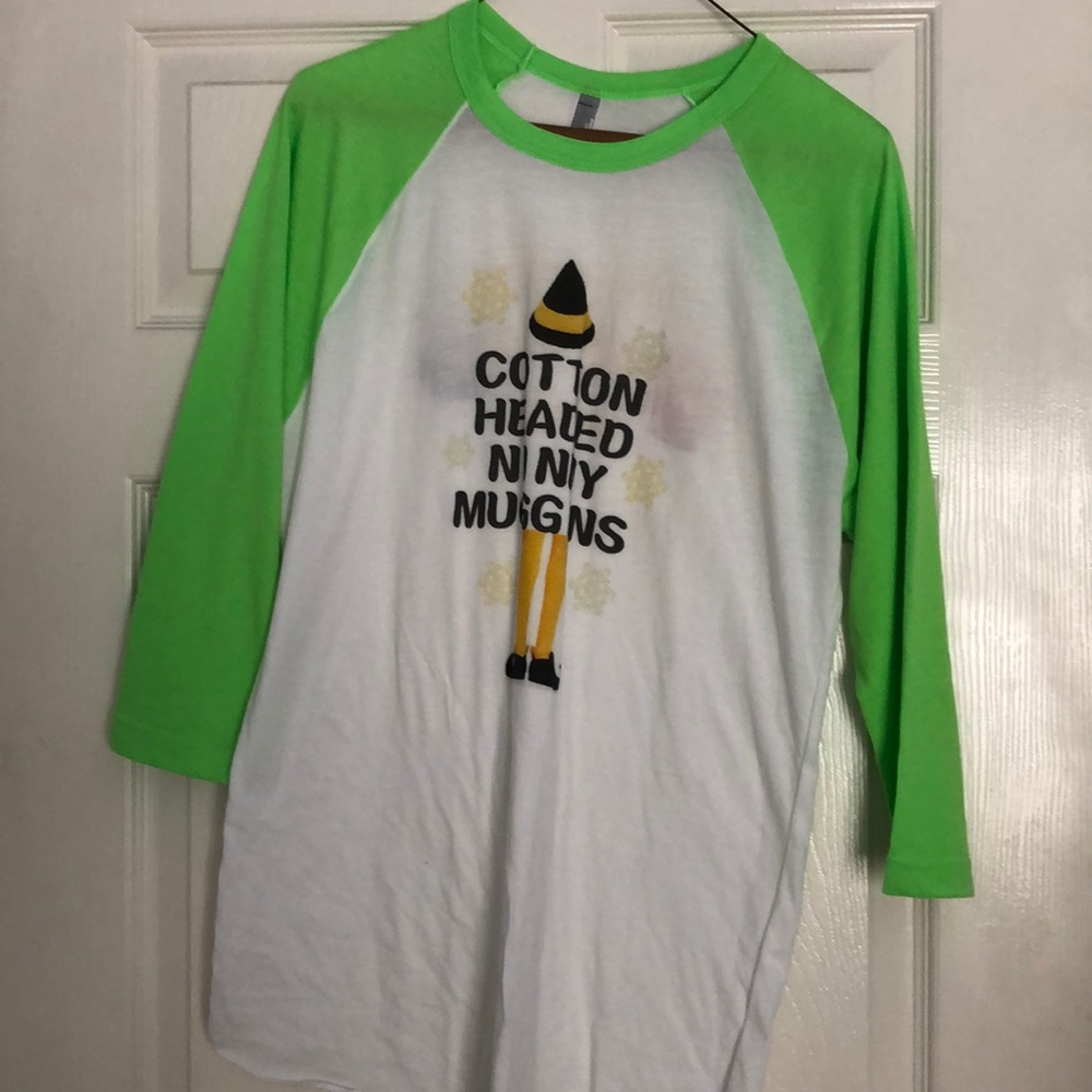 Baseball style Christmas shirt.